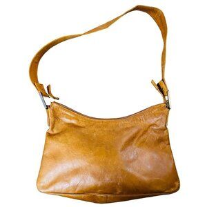 Rare Vintage Francesco Biasia Tan Leather Hobo Shoulder Bag Purse 11.5”x9”x3”